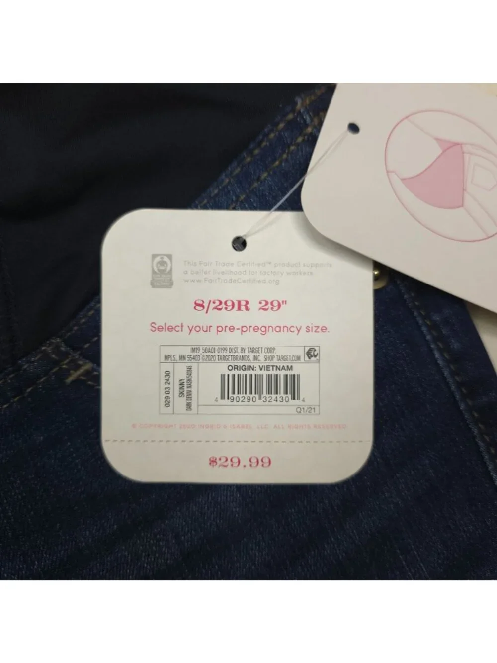 Isabel Maternity Skinny Maternity Jeans With Crossover Panel Size 8/29R Blue